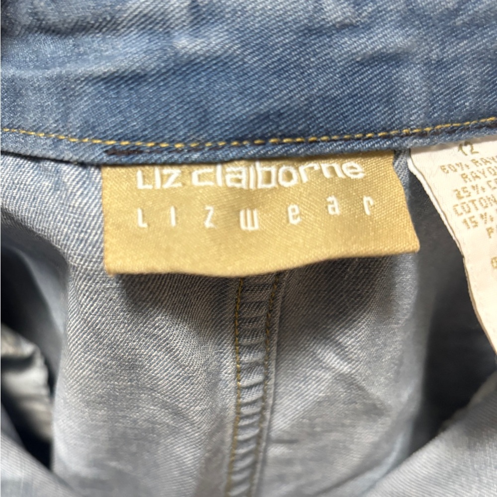 VTG Liz Claiborne Denim Maxi Skirt Size 12 Cottagecore A-Line Modest Long Boho - Picture 5 of 6